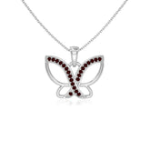 natural garnet butterfly necklaces in sterling silver